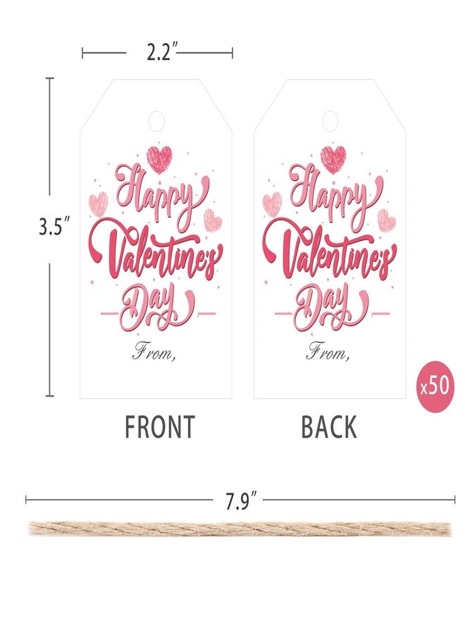 Aukolass Happy Valentines Day Tags, Valentines Day Gift Tags with String for Sweet Themed Party or Valentine' Day Thank You Gift Tags Great for Party Favors (Happy Valentine) - Image 2